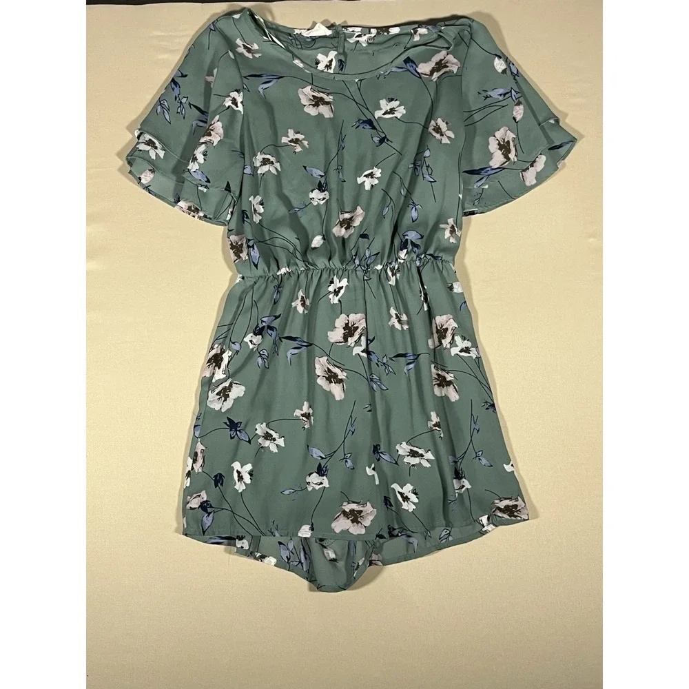 Sienna Sky Sage Green Flower Women's Mid Length Skirt Size S